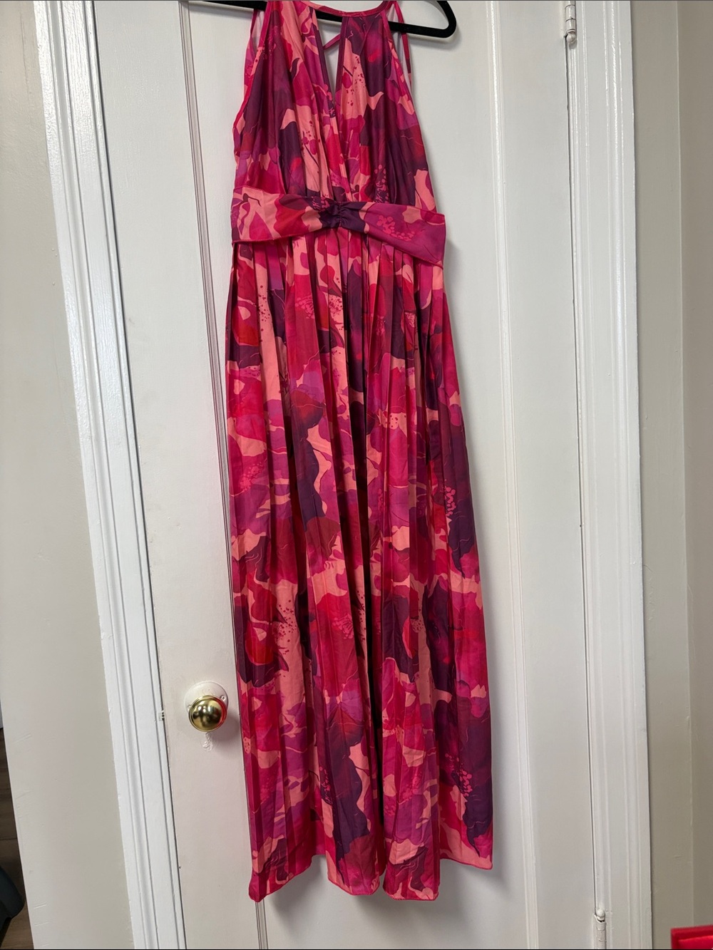 SHEIN Pink & Fuchsia Printed Halter Maxi Dress